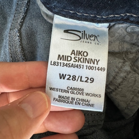 Silver Jeans Women's AIKO Skinny Dark Wash Fluid Denim Jeans 28 Ankle Zipper - Picture 10 of 16